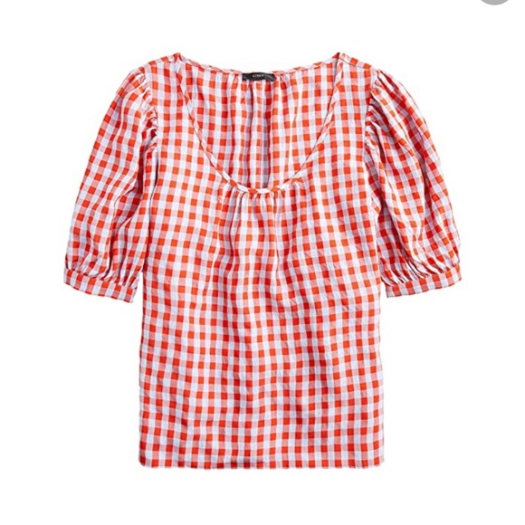 J Crew Greta Too in Red Gingham. M. NWOT - Picture 1 of 4